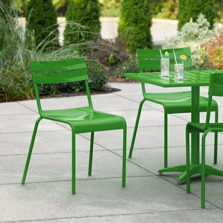 LANCASTER TABLE & SEATING Green Powder Coated Aluminum Outdoor Side Chair 427CALUSDGN